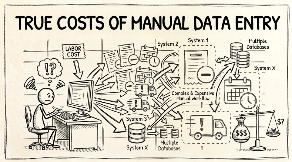the visible labor cost of manual data entry versus the hidden cost in deductions, reconciliation, and freight