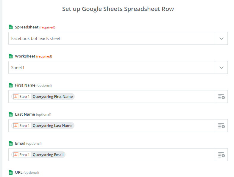Connecting Zapier with Google sheets